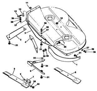 Baffles And Blades Diagram and Parts List for 62542C (G00000001-G99999999)(1988) Lawn Boy Lawn Tractor